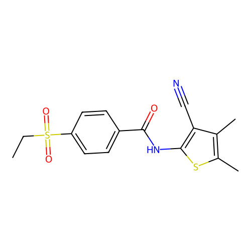 N-(3-cyano-4,5-dimethylthiophen-2-yl)-4-ethylsulfonylbenzamide structure