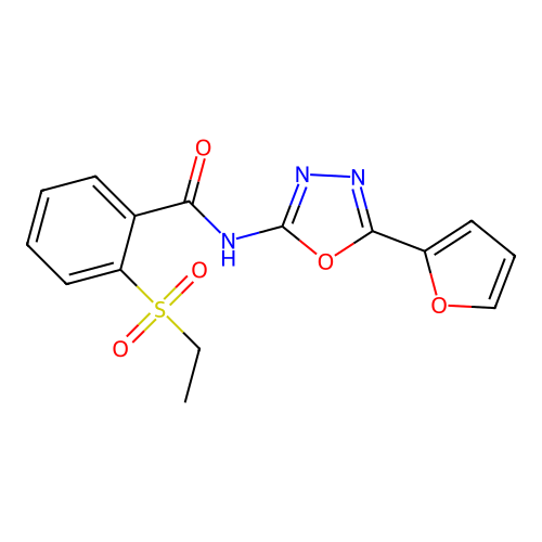 2-ethylsulfonyl-N-[5-(furan-2-yl)-1,3,4-oxadiazol-2-yl]benzamide structure
