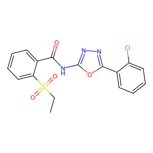 N-[5-(2-chlorophenyl)-1,3,4-oxadiazol-2-yl]-2-ethylsulfonylbenzamide structure