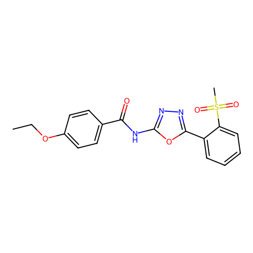 4-ethoxy-N-[5-(2-methylsulfonylphenyl)-1,3,4-oxadiazol-2-yl]benzamide structure