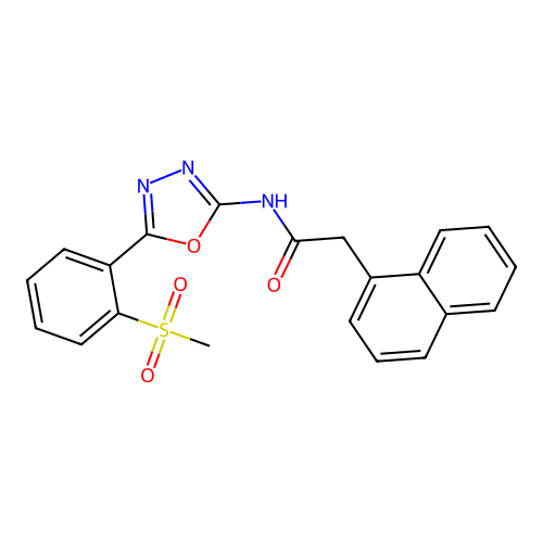 N-[5-(2-methylsulfonylphenyl)-1,3,4-oxadiazol-2-yl]-2-naphthalen-1-ylacetamide structure