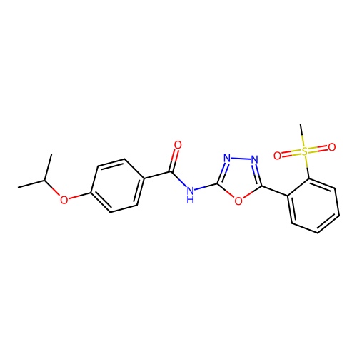 4-isopropoxy-N-(5-(2-(methylsulfonyl)phenyl)-1,3,4-oxadiazol-2-yl)benzamide structure