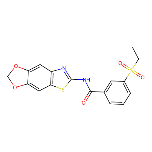 N-([1,3]dioxolo[4,5-f][1,3]benzothiazol-6-yl)-3-ethylsulfonylbenzamide structure