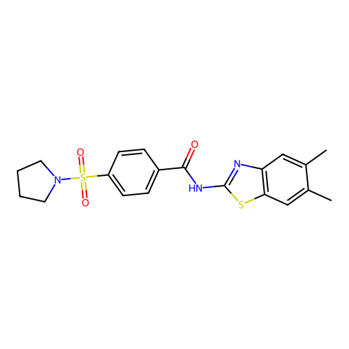 N-(5,6-dimethylbenzo[d]thiazol-2-yl)-4-(pyrrolidin-1-ylsulfonyl)benzamide structure