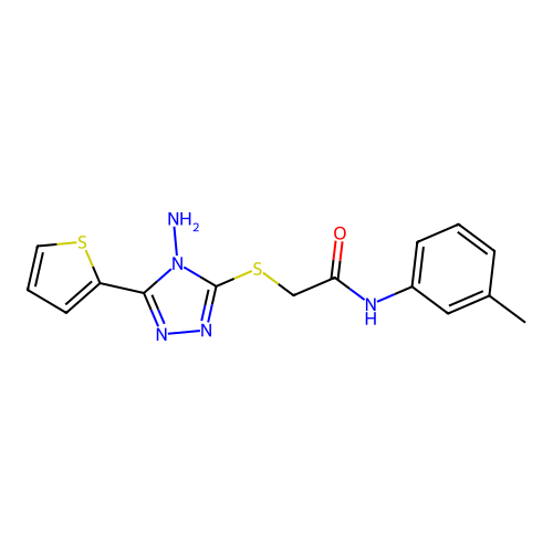 2-((4-amino-5-(thiophen-2-yl)-4H-1,2,4-triazol-3-yl)thio)-N-(m-tolyl)acetamide structure