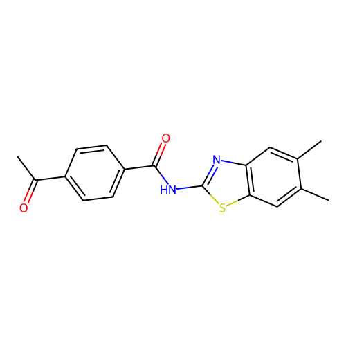 4-acetyl-N-(5,6-dimethyl-1,3-benzothiazol-2-yl)benzamide structure