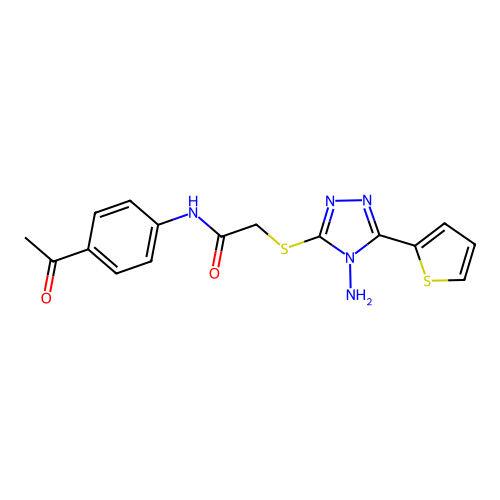 N-(4-acetylphenyl)-2-{[4-amino-5-(thiophen-2-yl)-4H-1,2,4-triazol-3-yl]sulfanyl}acetamide structure