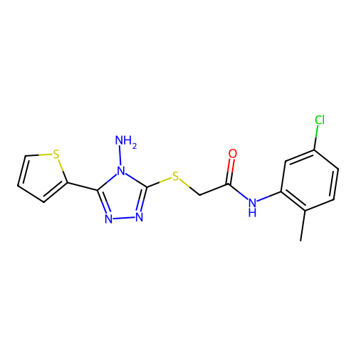 2-{[4-amino-5-(thiophen-2-yl)-4H-1,2,4-triazol-3-yl]sulfanyl}-N-(5-chloro-2-methylphenyl)acetamide structure