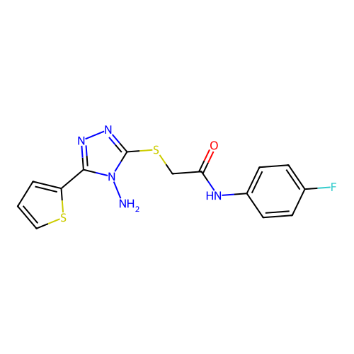 2-{[4-amino-5-(thiophen-2-yl)-4H-1,2,4-triazol-3-yl]sulfanyl}-N-(4-fluorophenyl)acetamide structure