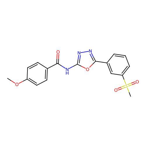 4-methoxy-N-[5-(3-methylsulfonylphenyl)-1,3,4-oxadiazol-2-yl]benzamide structure