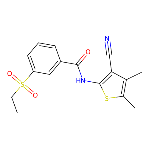 N-(3-cyano-4,5-dimethylthiophen-2-yl)-3-ethylsulfonylbenzamide structure