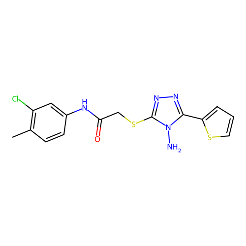 2-{[4-amino-5-(thiophen-2-yl)-4H-1,2,4-triazol-3-yl]sulfanyl}-N-(3-chloro-4-methylphenyl)acetamide structure