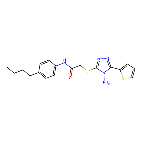2-{[4-amino-5-(thiophen-2-yl)-4H-1,2,4-triazol-3-yl]sulfanyl}-N-(4-butylphenyl)acetamide structure