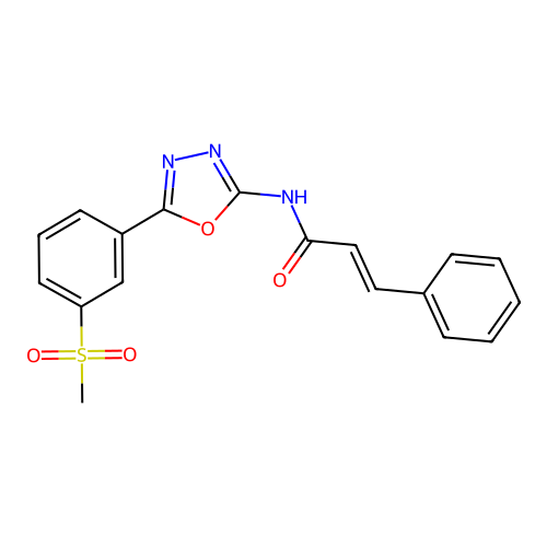 N-(5-(3-(methylsulfonyl)phenyl)-1,3,4-oxadiazol-2-yl)cinnamamide structure