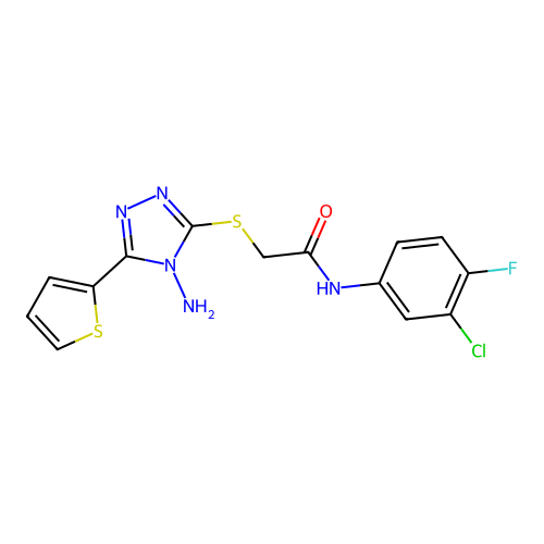 2-{[4-amino-5-(thiophen-2-yl)-4H-1,2,4-triazol-3-yl]sulfanyl}-N-(3-chloro-4-fluorophenyl)acetamide structure