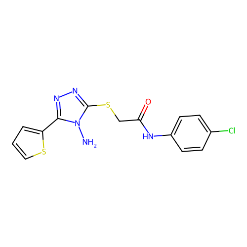 2-{[4-amino-5-(thiophen-2-yl)-4H-1,2,4-triazol-3-yl]sulfanyl}-N-(4-chlorophenyl)acetamide structure