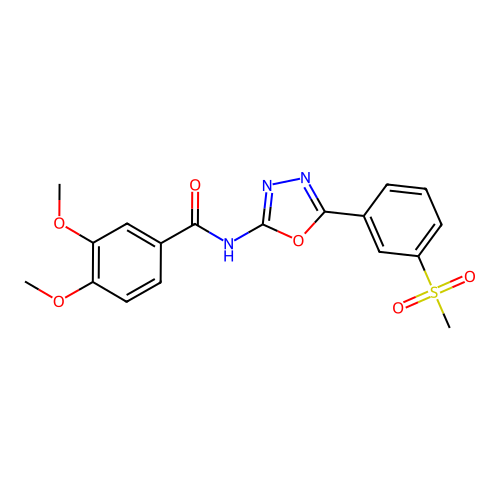 3,4-dimethoxy-N-[5-(3-methylsulfonylphenyl)-1,3,4-oxadiazol-2-yl]benzamide structure