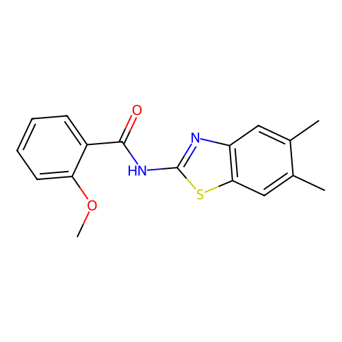 N-(5,6-dimethyl-1,3-benzothiazol-2-yl)-2-methoxybenzamide structure