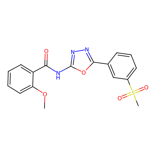 2-methoxy-N-[5-(3-methylsulfonylphenyl)-1,3,4-oxadiazol-2-yl]benzamide structure