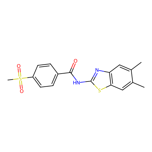 N-(5,6-dimethylbenzo[d]thiazol-2-yl)-4-(methylsulfonyl)benzamide structure
