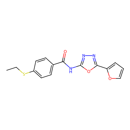 4-(ethylthio)-N-(5-(furan-2-yl)-1,3,4-oxadiazol-2-yl)benzamide structure