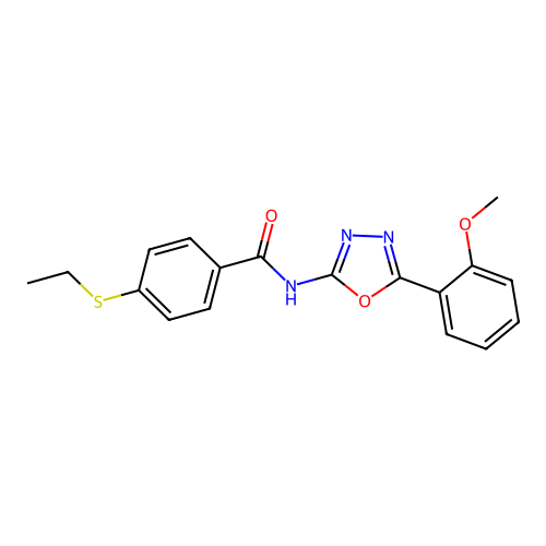 4-ethylsulfanyl-N-[5-(2-methoxyphenyl)-1,3,4-oxadiazol-2-yl]benzamide structure