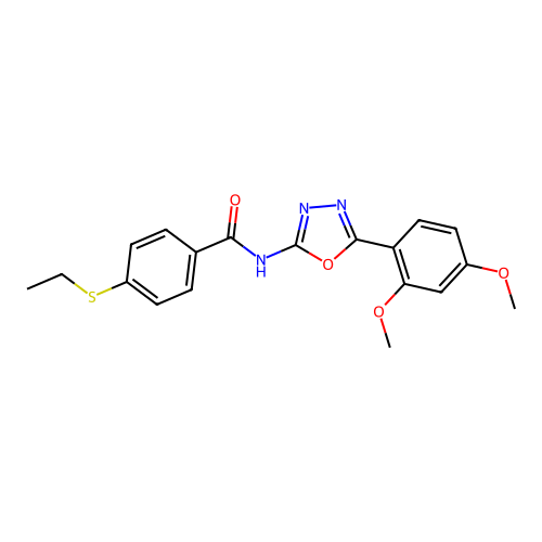 N-[5-(2,4-dimethoxyphenyl)-1,3,4-oxadiazol-2-yl]-4-ethylsulfanylbenzamide structure