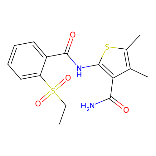 2-(2-(Ethylsulfonyl)benzamido)-4,5-dimethylthiophene-3-carboxamide structure
