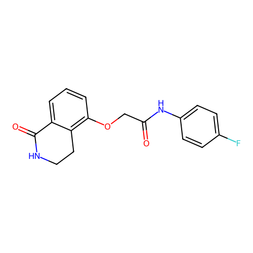 N-(4-fluorophenyl)-2-((1-oxo-1,2,3,4-tetrahydroisoquinolin-5-yl)oxy)acetamide structure