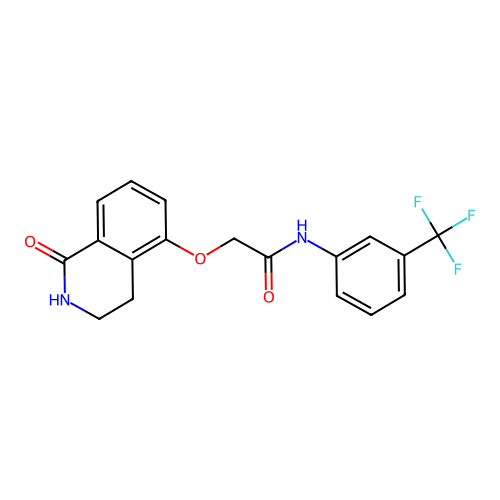 2-[(1-oxo-1,2,3,4-tetrahydroisoquinolin-5-yl)oxy]-N-[3-(trifluoromethyl)phenyl]acetamide structure