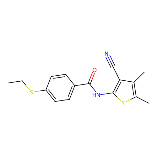 N-(3-cyano-4,5-dimethylthiophen-2-yl)-4-(ethylthio)benzamide structure