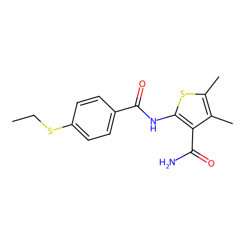 2-(4-(Ethylthio)benzamido)-4,5-dimethylthiophene-3-carboxamide structure