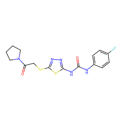 1-(4-fluorophenyl)-3-(5-{[2-oxo-2-(pyrrolidin-1-yl)ethyl]sulfanyl}-1,3,4-thiadiazol-2-yl)urea structure