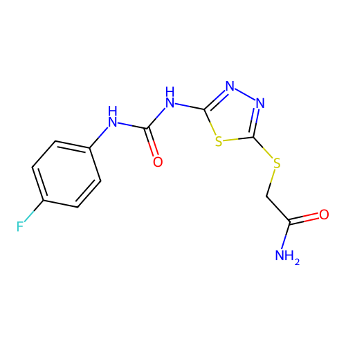 2-((5-(3-(4-Fluorophenyl)ureido)-1,3,4-thiadiazol-2-yl)thio)acetamide structure