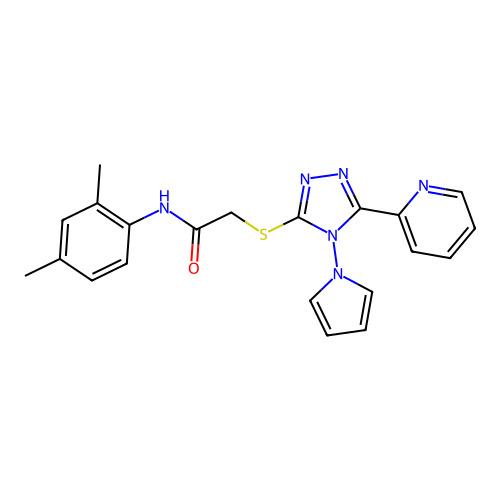 N-(2,4-dimethylphenyl)-2-{[5-(pyridin-2-yl)-4-(1H-pyrrol-1-yl)-4H-1,2,4-triazol-3-yl]sulfanyl}acetamide structure