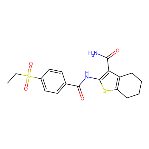 2-(4-(Ethylsulfonyl)benzamido)-4,5,6,7-tetrahydrobenzo[b]thiophene-3-carboxamide structure