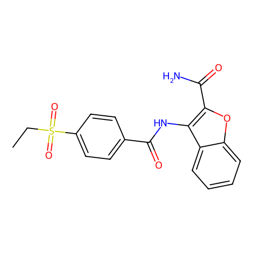 3-(4-(Ethylsulfonyl)benzamido)benzofuran-2-carboxamide structure