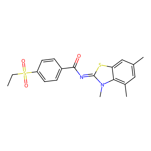 4-ethylsulfonyl-N-(3,4,6-trimethyl-1,3-benzothiazol-2-ylidene)benzamide structure