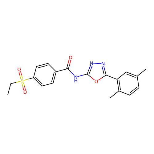 N-[5-(2,5-dimethylphenyl)-1,3,4-oxadiazol-2-yl]-4-ethylsulfonylbenzamide structure