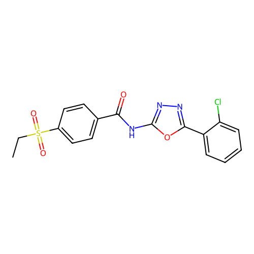 N-(5-(2-chlorophenyl)-1,3,4-oxadiazol-2-yl)-4-(ethylsulfonyl)benzamide structure