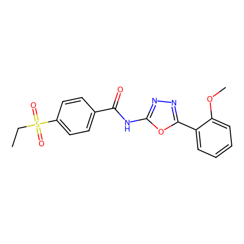4-ethylsulfonyl-N-[5-(2-methoxyphenyl)-1,3,4-oxadiazol-2-yl]benzamide structure