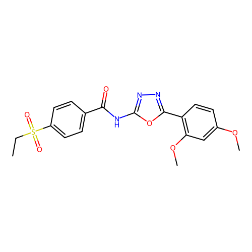N-[5-(2,4-dimethoxyphenyl)-1,3,4-oxadiazol-2-yl]-4-ethylsulfonylbenzamide structure