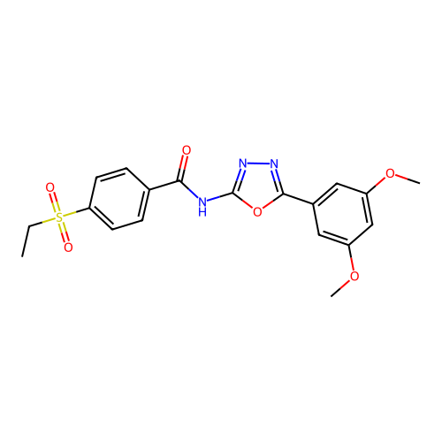 N-[5-(3,5-dimethoxyphenyl)-1,3,4-oxadiazol-2-yl]-4-ethylsulfonylbenzamide structure