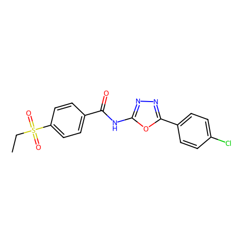 N-[5-(4-chlorophenyl)-1,3,4-oxadiazol-2-yl]-4-ethylsulfonylbenzamide structure