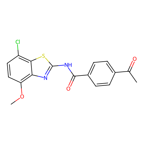 4-acetyl-N-(7-chloro-4-methoxybenzo[d]thiazol-2-yl)benzamide structure