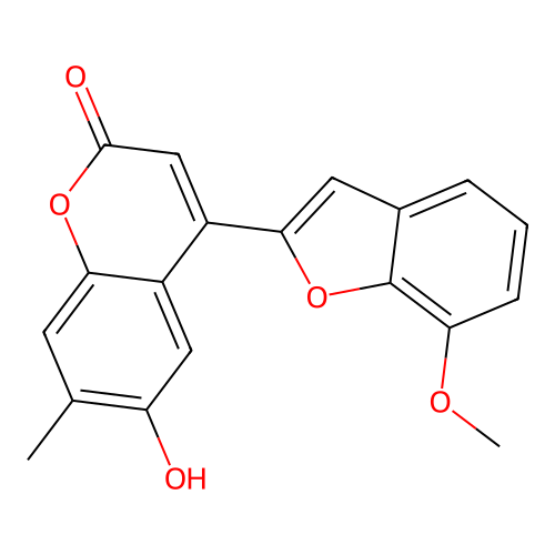 6-Hydroxy-4-(7-methoxy-1-benzofuran-2-yl)-7-methylchromen-2-one structure