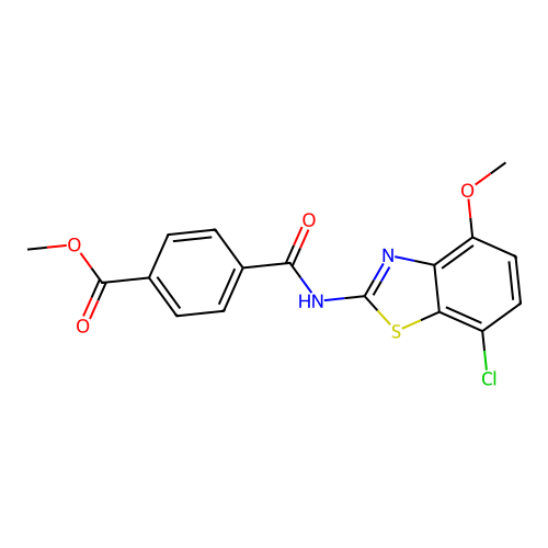 Methyl 4-((7-chloro-4-methoxybenzo[d]thiazol-2-yl)carbamoyl)benzoate structure