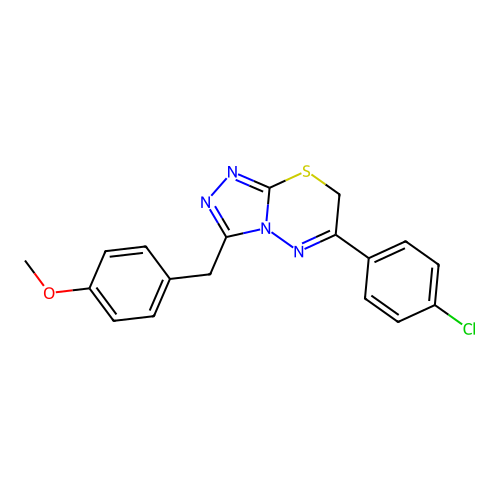 6-(4-chlorophenyl)-3-(4-methoxybenzyl)-7H-[1,2,4]triazolo[3,4-b][1,3,4]thiadiazine structure
