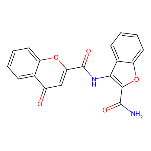 N-(2-carbamoylbenzofuran-3-yl)-4-oxo-4H-chromene-2-carboxamide structure