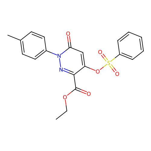 Ethyl 4-(benzenesulfonyloxy)-1-(4-methylphenyl)-6-oxopyridazine-3-carboxylate structure